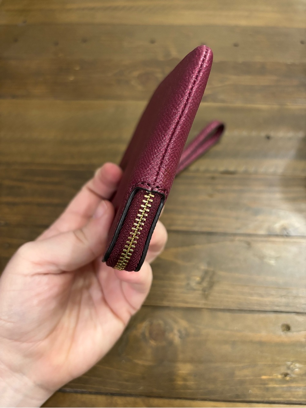 Coach Glitter Corner Zip Wristlet in Black Cherry - Picture 5 of 9